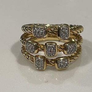 DAVID YURMAN 18K Yellow Gold Diamond Three Row Confetti Ring